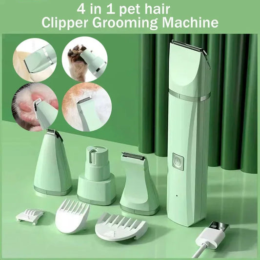 4-in-1 Multi-functional type c charge Dog Clippers Cordless pet Shaver Clippers Trimmers Low Noise Pet Grooming Tools