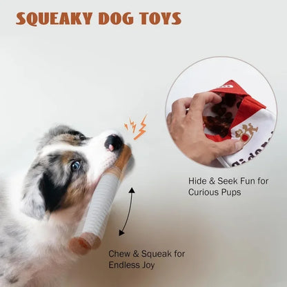 Creative Cigarette Interactive Dog Toy  Funny Plush Squeaky Chew Toy for Teeth Cleaning & Stress Relief