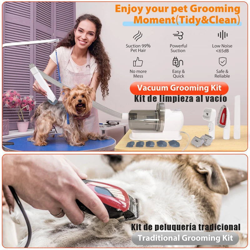 MicroData 2.5L Pet Multifunctional Grooming and Pet Vacuum Kit with Electric Push Combs and Brushes Suitable for Cats&Dogs