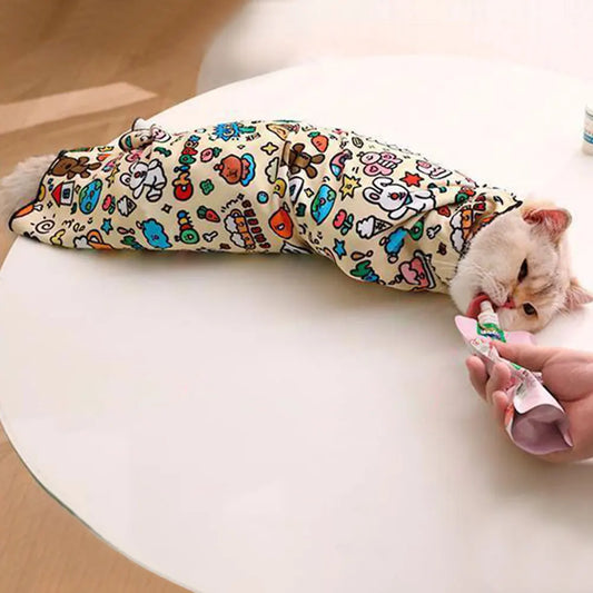 Wrap Self-Adherent Cat Wrap Anti-Bite Cat Swaddle Burrito Wrap Anti-Escape for Nail Trimming Cat Grooming Supplies