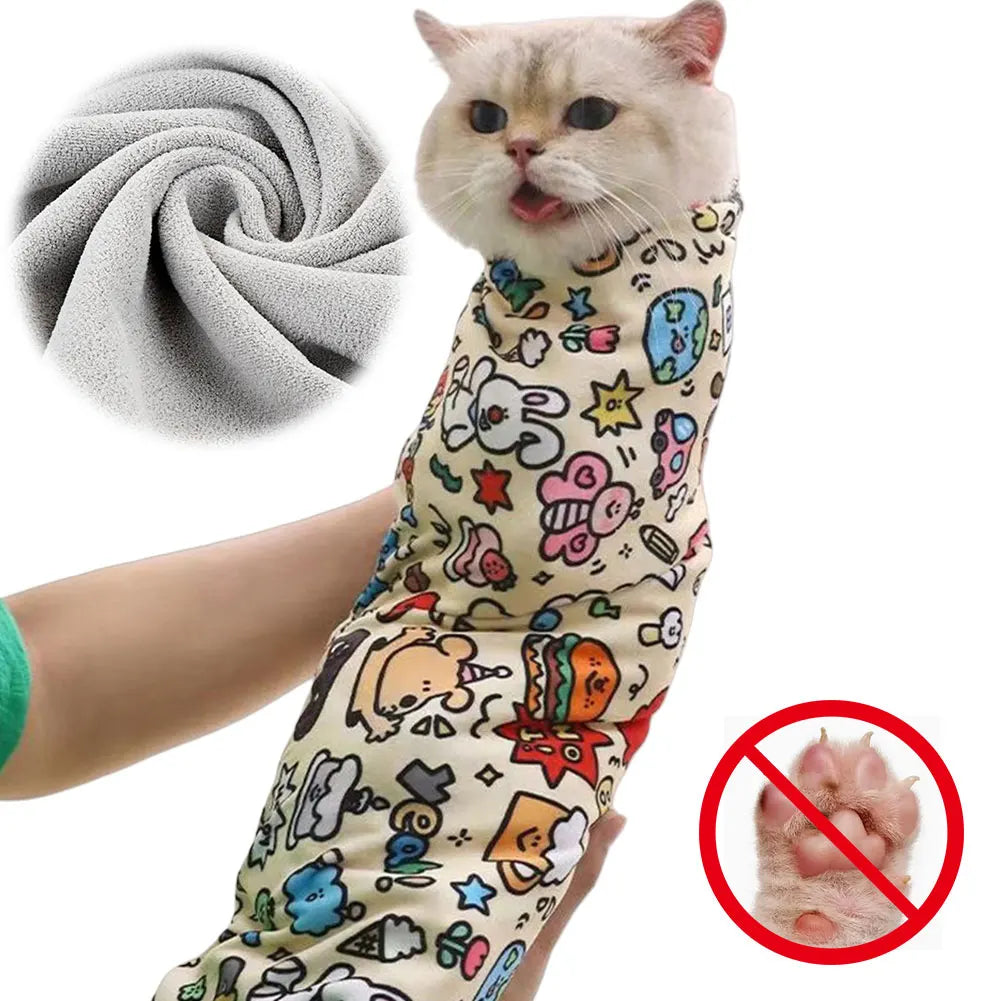 Wrap Self-Adherent Cat Wrap Anti-Bite Cat Swaddle Burrito Wrap Anti-Escape for Nail Trimming Cat Grooming Supplies