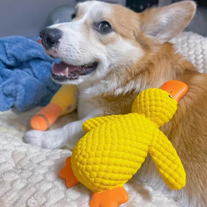 Calming Duck  Toy for Dogs. Tough Bite Resistant Chew Toy Soft Stuffed Interactive Squeaky.