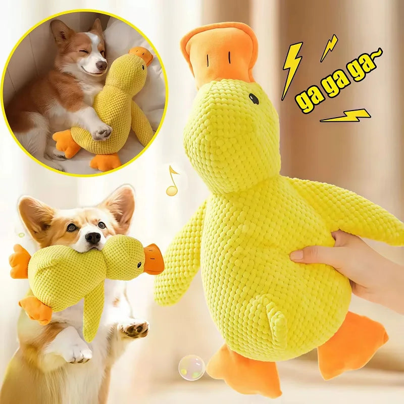 Calming Duck  Toy for Dogs. Tough Bite Resistant Chew Toy Soft Stuffed Interactive Squeaky.