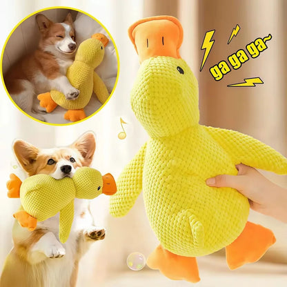Calming Duck  Toy for Dogs. Tough Bite Resistant Chew Toy Soft Stuffed Interactive Squeaky.