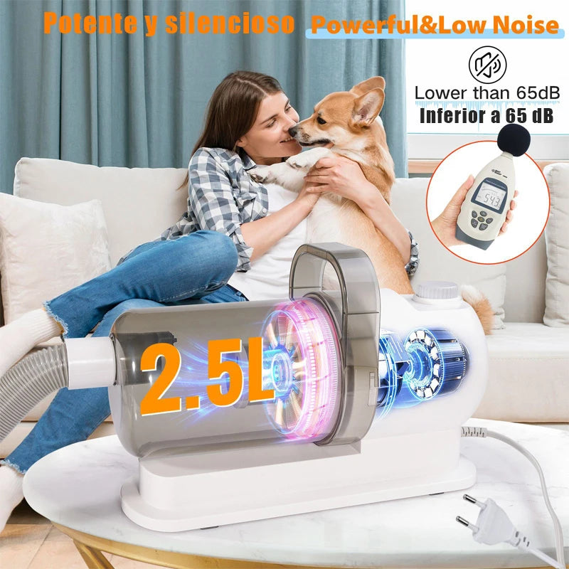 MicroData 2.5L Pet Multifunctional Grooming and Pet Vacuum Kit with Electric Push Combs and Brushes Suitable for Cats&Dogs