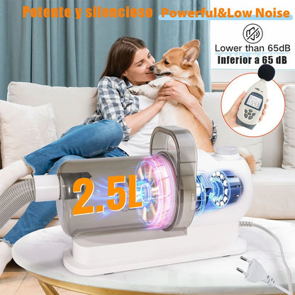 MicroData 2.5L Pet Multifunctional Grooming and Pet Vacuum Kit with Electric Push Combs and Brushes Suitable for Cats&Dogs