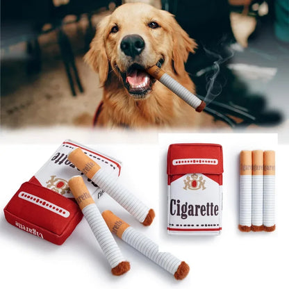 Creative Cigarette Interactive Dog Toy  Funny Plush Squeaky Chew Toy for Teeth Cleaning & Stress Relief