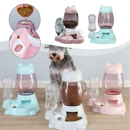 Cat bowl automatic feeder Automatic Dog Feeder Dog Cat Food Bowl With Water Fountain Large Capacity Pet Food Storage Dispenser ﻿