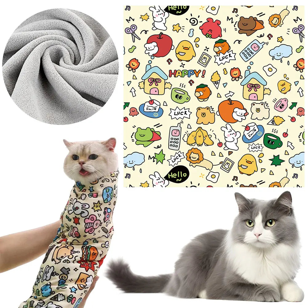 Wrap Self-Adherent Cat Wrap Anti-Bite Cat Swaddle Burrito Wrap Anti-Escape for Nail Trimming Cat Grooming Supplies