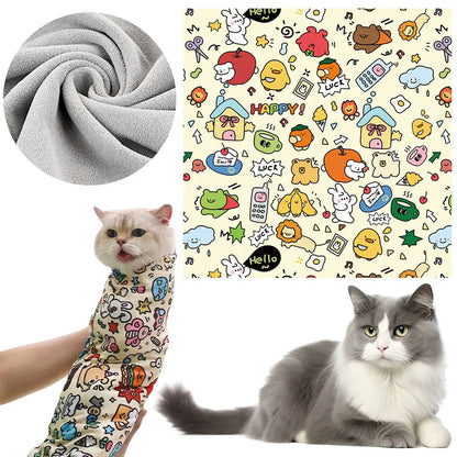 Wrap Self-Adherent Cat Wrap Anti-Bite Cat Swaddle Burrito Wrap Anti-Escape for Nail Trimming Cat Grooming Supplies