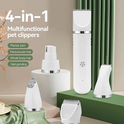 4-in-1 Multi-functional type c charge Dog Clippers Cordless pet Shaver Clippers Trimmers Low Noise Pet Grooming Tools