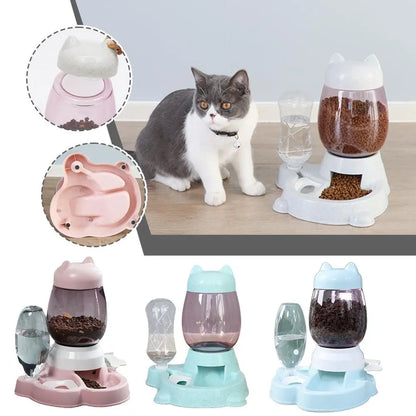 Cat bowl automatic feeder Automatic Dog Feeder Dog Cat Food Bowl With Water Fountain Large Capacity Pet Food Storage Dispenser ﻿