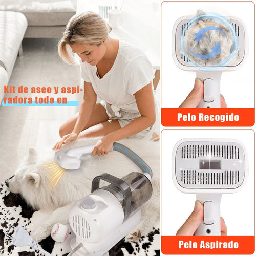 MicroData 2.5L Pet Multifunctional Grooming and Pet Vacuum Kit with Electric Push Combs and Brushes Suitable for Cats&Dogs