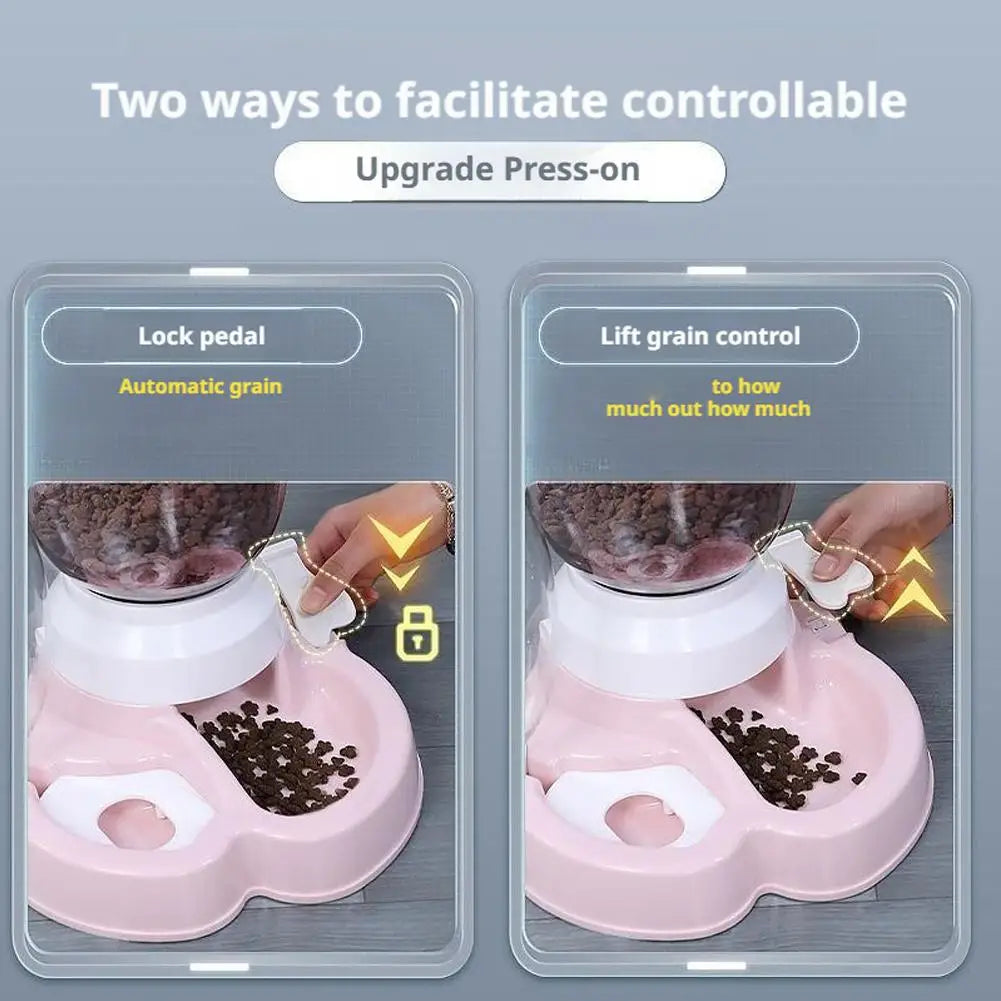 Cat bowl automatic feeder Automatic Dog Feeder Dog Cat Food Bowl With Water Fountain Large Capacity Pet Food Storage Dispenser ﻿