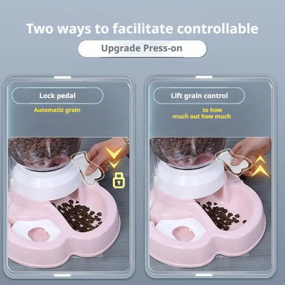 Cat bowl automatic feeder Automatic Dog Feeder Dog Cat Food Bowl With Water Fountain Large Capacity Pet Food Storage Dispenser ﻿