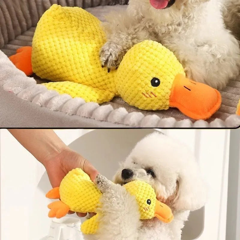 Calming Duck  Toy for Dogs. Tough Bite Resistant Chew Toy Soft Stuffed Interactive Squeaky.