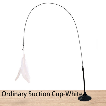 Interactive Cat Toy Handfree Cat Stick Kitten Playing Teaser Wand Toy Suction Cup Feather Wand Pet Supplies Simulation Feather