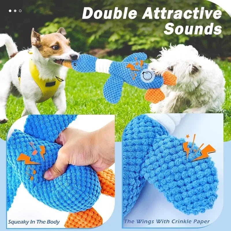 Calming Duck  Toy for Dogs. Tough Bite Resistant Chew Toy Soft Stuffed Interactive Squeaky.