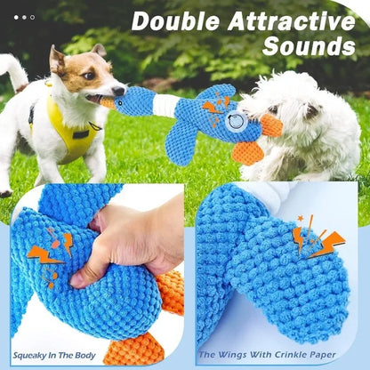 Calming Duck  Toy for Dogs. Tough Bite Resistant Chew Toy Soft Stuffed Interactive Squeaky.