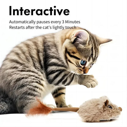 Rechargeable Motion Mouse Cat Toy for Kitten Mouse Sound Moving Mouse Cat Toys Interactive Cat Toy Sound Mouse Cat toy
