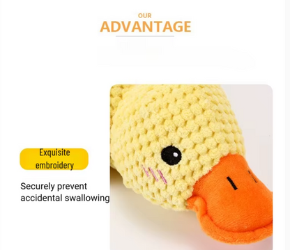 Calming Duck  Toy for Dogs. Tough Bite Resistant Chew Toy Soft Stuffed Interactive Squeaky.