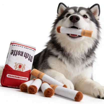 Creative Cigarette Interactive Dog Toy  Funny Plush Squeaky Chew Toy for Teeth Cleaning & Stress Relief